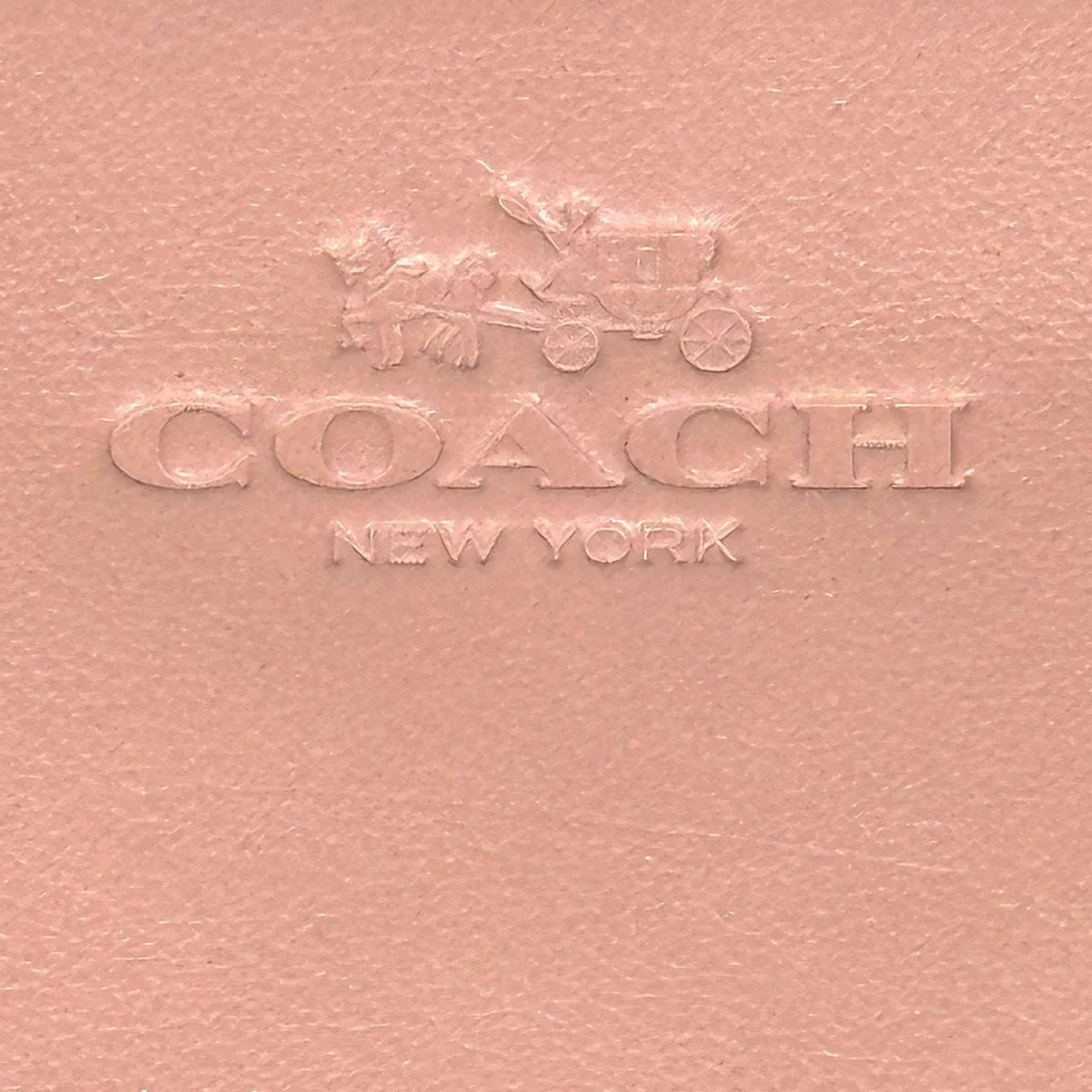 Coach Double Corner Zip Leather  Wristlet In Pink